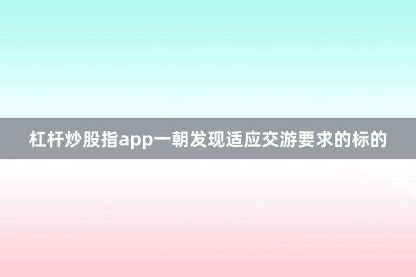 杠杆炒股指app一朝发现适应交游要求的标的