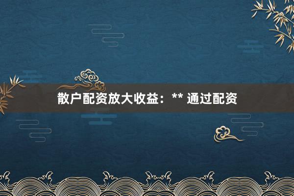 散户配资放大收益：** 通过配资