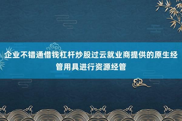企业不错通借钱杠杆炒股过云就业商提供的原生经管用具进行资源经管