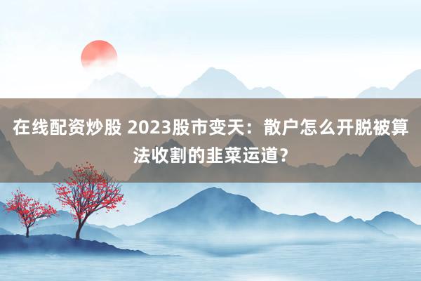 在线配资炒股 2023股市变天：散户怎么开脱被算法收割的韭菜运道？