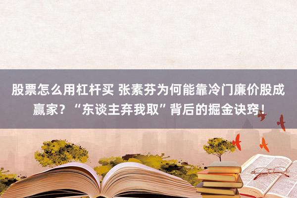 股票怎么用杠杆买 张素芬为何能靠冷门廉价股成赢家？“东谈主弃我取”背后的掘金诀窍！