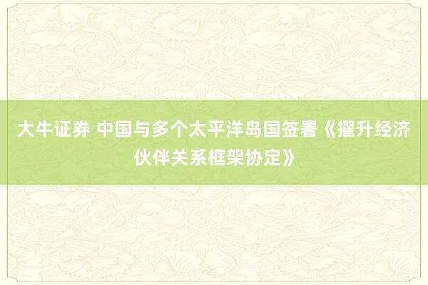 大牛证券 中国与多个太平洋岛国签署《擢升经济伙伴关系框架协定》